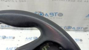 The steering wheel is bare, BMW 5 G30 17-22, black leather, Sport, heated, with a signal plate, under the paddle shifters, peeling, needs cleaning, scratches