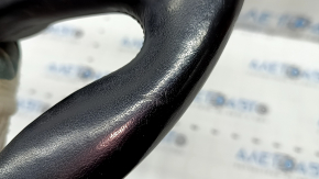 The steering wheel is bare, BMW 5 G30 17-22, black leather, Sport, heated, with a signal plate, under the paddle shifters, peeling, needs cleaning, scratches