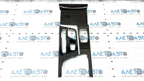 BMW 5 G30 17-23 center console trim panels, gloss black, Fineline Ridge wood grain, type 2, scratches