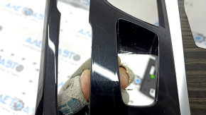 BMW 5 G30 17-23 center console trim panels, gloss black, Fineline Ridge wood grain, type 2, scratches