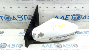 Left side mirror assembly for Hyundai Sonata 11-15, 7 pins, turn signal, heated, white, paint peeling