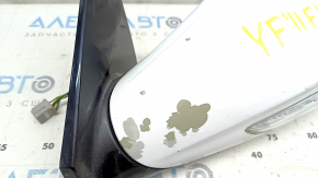 Left side mirror assembly for Hyundai Sonata 11-15, 7 pins, turn signal, heated, white, paint peeling