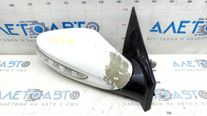 Right side mirror assembly for Hyundai Sonata 11-15, 7 pins, turn signal, heated, white, paint peeling
