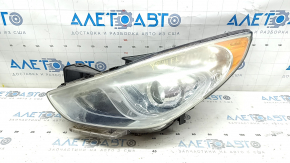 Left front headlight for Hyundai Sonata 11-15 hybrid, halogen, polished, web-like