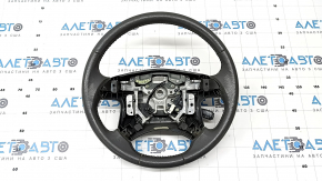 The steering wheel is bare, leather, gray, Toyota Camry v40, without buttons, with cruise control.