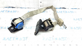 Rear left seat belt, dual, with pyrotechnic insert, Ford Fusion mk5 13-16, beige, dry-cleanable, worn