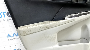 Front left door panel for Toyota Camry v50 12-14 USA, gray with black plastic insert, gray leather armrest, dry-cleanable, scratches
