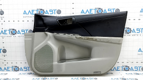 Front right door panel for Toyota Camry v50 12-14 USA, gray with black plastic insert, gray leather armrest, dry-cleanable, scratched