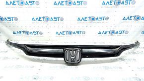 Honda Accord 18-20 Touring Upper Grille Moldings, Center Molding with Eyelashes, 7-Piece, Glossy, Dark Chrome, Sand