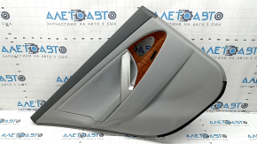 Toyota Camry v40 rear left door panel, gray, gray leather armrest, wood insert, whitened plastic, scratches, needs cleaning