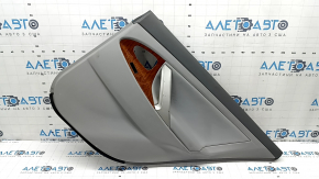 Toyota Camry v40 rear right door panel, gray, gray leather armrest, wood insert, whitened plastic, scratches, needs cleaning, cracked leather