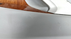 Toyota Camry v40 rear right door panel, gray, gray leather armrest, wood insert, whitened plastic, scratches, needs cleaning, cracked leather