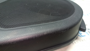 Subaru Legacy 15-18 front left door panel, black with black cloth insert, black leather armrest, gray molding, scratches