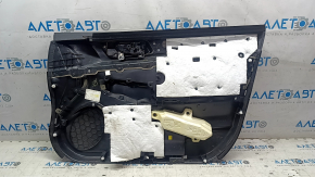 Subaru Legacy 15-18 front left door panel, black with black cloth insert, black leather armrest, gray molding, scratches