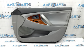 Toyota Camry v40 front right door panel, gray, gray leather armrest, wood insert, no controls, whitened plastic