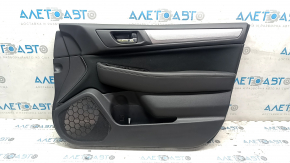 Subaru Legacy 15-18 front right door panel, black with black cloth insert, leather armrest, gray molding structure, scratches