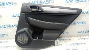 Subaru Legacy 15-19 rear right door panel, black with black cloth insert, black leather armrest, gray molding, scratches