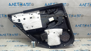 Subaru Legacy 15-19 rear right door panel, black with black cloth insert, black leather armrest, gray molding, scratches