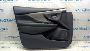 Front left door panel for Nissan Murano z52 15-17, black with black leather insert, black leather armrest, glossy gray molding, dents, scratches