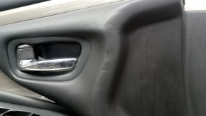 Front left door panel for Nissan Murano z52 15-17, black with black leather insert, black leather armrest, glossy gray molding, dents, scratches
