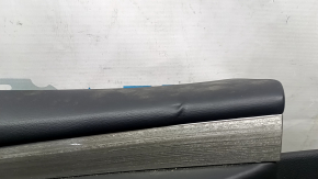 Front left door panel for Nissan Murano z52 15-17, black with black leather insert, black leather armrest, glossy gray molding, dents, scratches