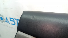 Rear right door panel for Nissan Murano z52 15-18, black with black leather insert, black leather armrest, gray glossy wood molding, dents, tears