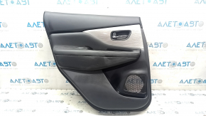 Rear left door panel for Nissan Murano z52 15-18, black with black leather insert, black leather armrest, gray glossy wood molding, scratches