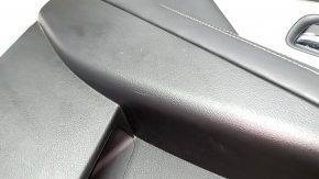 Rear left door panel for Nissan Murano z52 15-18, black with black leather insert, black leather armrest, gray glossy wood molding, scratches