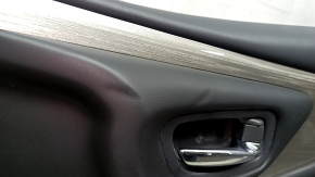 Front right door panel for Nissan Murano z52 15-17, black with black leather insert, black leather armrest, glossy gray molding, dents