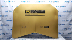 The hood of a Ford Fusion mk5 13-20 aluminum is bare, with dents on the edges.