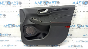Black front right door panel for Ford Escape MK4 2023-2024, St-line, with handle, black leather armrest with red stitching, black glossy carbon fiber molding, scratches