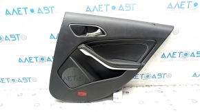 Door trim, rear right card, Mercedes CLA 14-19, black leather, black leather insert, leather armrest, chrome insert, dented, broken fastener