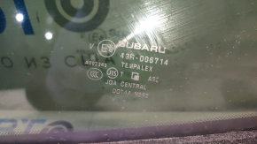 Subaru Forester 14-18 SJ rear right window, tinted, chrome molding, chipped, seal peeled off, scratches on chrome