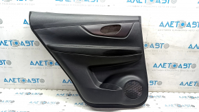 Rear left door panel for Nissan Rogue 14-16, black with black plastic insert, black leather armrest, glossy graphite molding