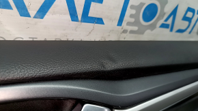 Front right door trim panel for Ford Fusion mk5 13-14, black with black cloth insert, leather armrest, glossy gray molding, dents