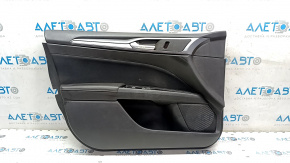 Front left door panel for Ford Fusion mk5 13-14, black with black cloth insert, leather armrest, glossy gray molding, dents
