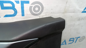 Front left door panel for Ford Fusion mk5 13-14, black with black cloth insert, leather armrest, glossy gray molding, dents