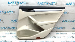 Door trim panel rear right VW Passat b7 12-15 USA beige with beige leather insert, beige leather armrest, glossy gray molding, dents