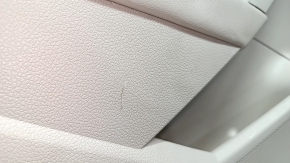 Door trim, rear left, VW Passat b7 12-15 USA, beige with beige leather insert, beige leather armrest, glossy gray molding, no backlight, dents, scratches, tear