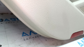 Door trim, rear left, VW Passat b7 12-15 USA, beige with beige leather insert, beige leather armrest, glossy gray molding, no backlight, dents, scratches, tear