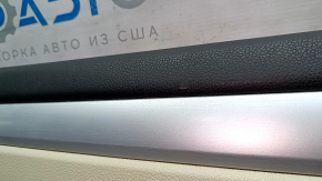 Door trim, rear left, VW Passat b7 12-15 USA, beige with beige leather insert, beige leather armrest, glossy gray molding, no backlight, dents, scratches, tear