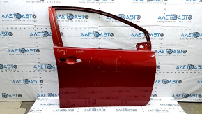 The front right door of a Toyota Prius 50 Prime 17-18 red 3T7 has dents and dings.