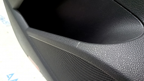 Door trim, rear left, VW Passat b8 16-19 USA, black with black plastic insert, leather armrest, glossy gray molding, scuffed
