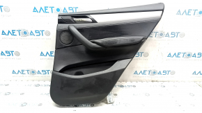 Door trim panel, rear right, complete BMW X3 F25 11-17, black leather without curtain, black leather armrest, black leather insert, gray molding, scratches