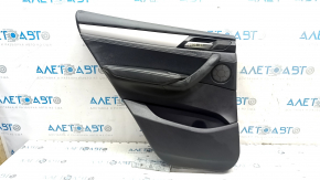 Rear left door panel assembly for BMW X3 F25 11-17, black leather without curtain, black leather armrest, black leather insert, gray molding, scratches, black armrest and insert, Anthra molding