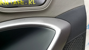 Door trim panel rear left Hyundai Santa FE Sport 13-16 black with gray plastic insert, leather armrest, scratches