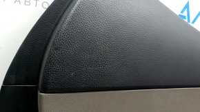 Door trim panel rear left Hyundai Santa FE Sport 13-16 black with gray plastic insert, leather armrest, scratches