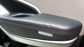 Door trim, front right card, Hyundai Santa FE Sport 13-16, black with gray plastic insert, leather armrest, dented