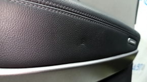 Door trim, front right card, Hyundai Santa FE Sport 13-16, black with gray plastic insert, leather armrest, dented