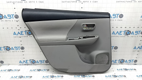 Rear left door panel for Toyota Prius V 15-17, gray, gray velour armrest, with handle, scratches, needs cleaning, crack in fastener